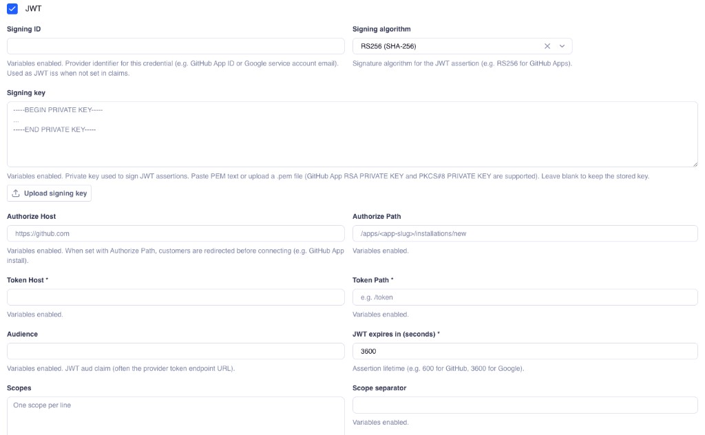 JWT authentication configuration in the Truto dashboard