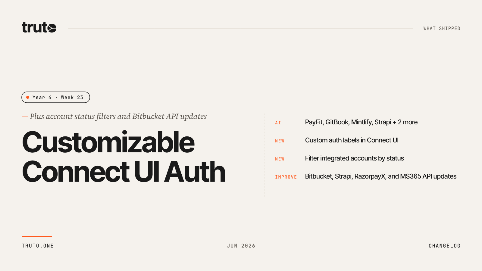 Customizable Connect UI Auth — Truto product update