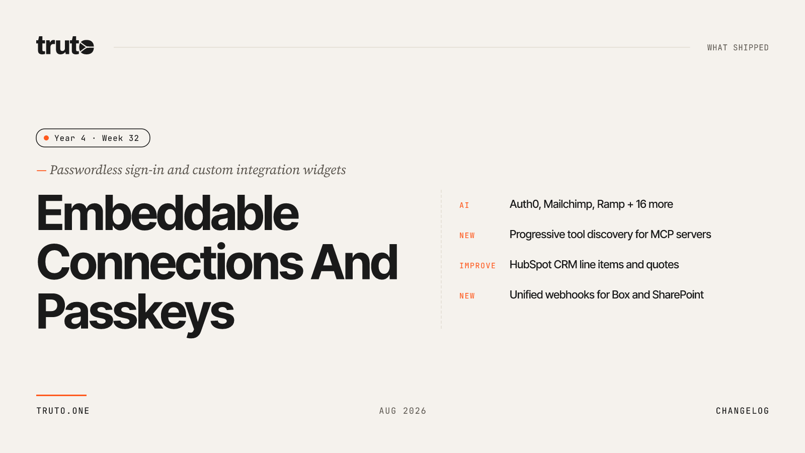 Embeddable Connections And Passkeys — Truto product update