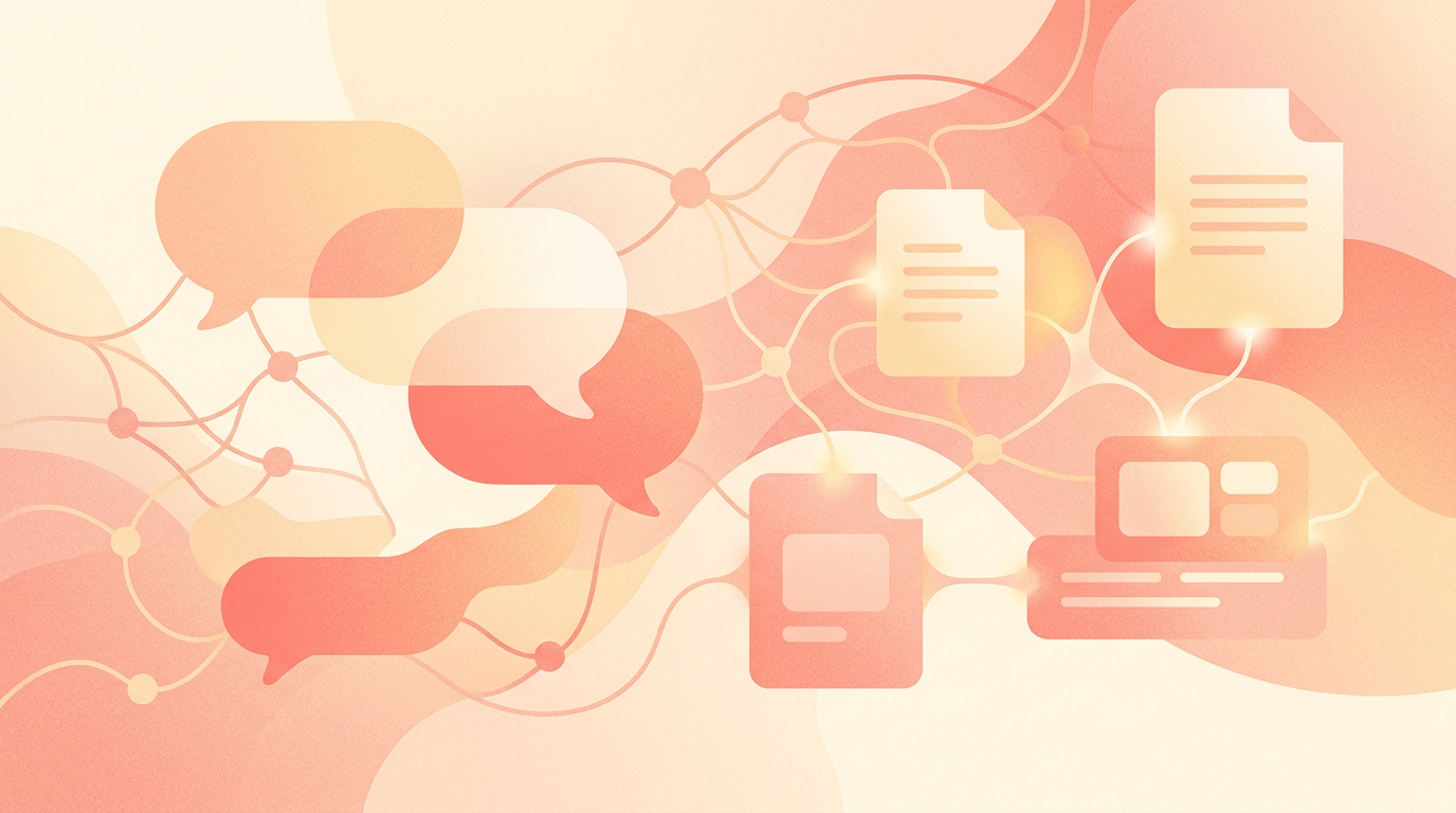 Abstract illustration of connected documents and knowledge flows