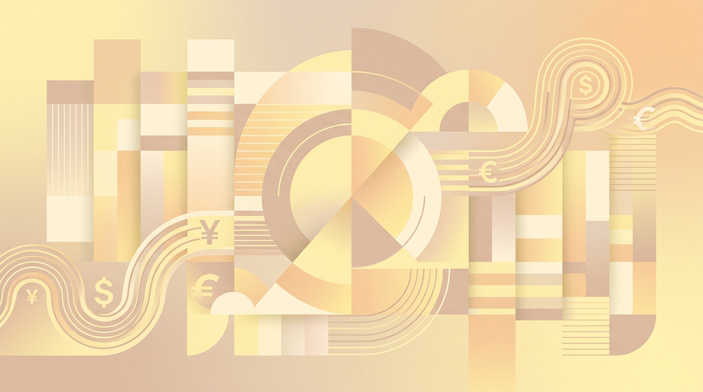 Abstract illustration of financial ledgers and accounting patterns