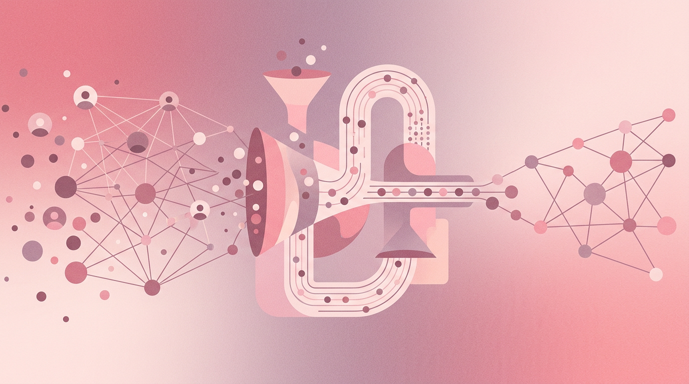 Abstract illustration of talent networks and recruiting funnels