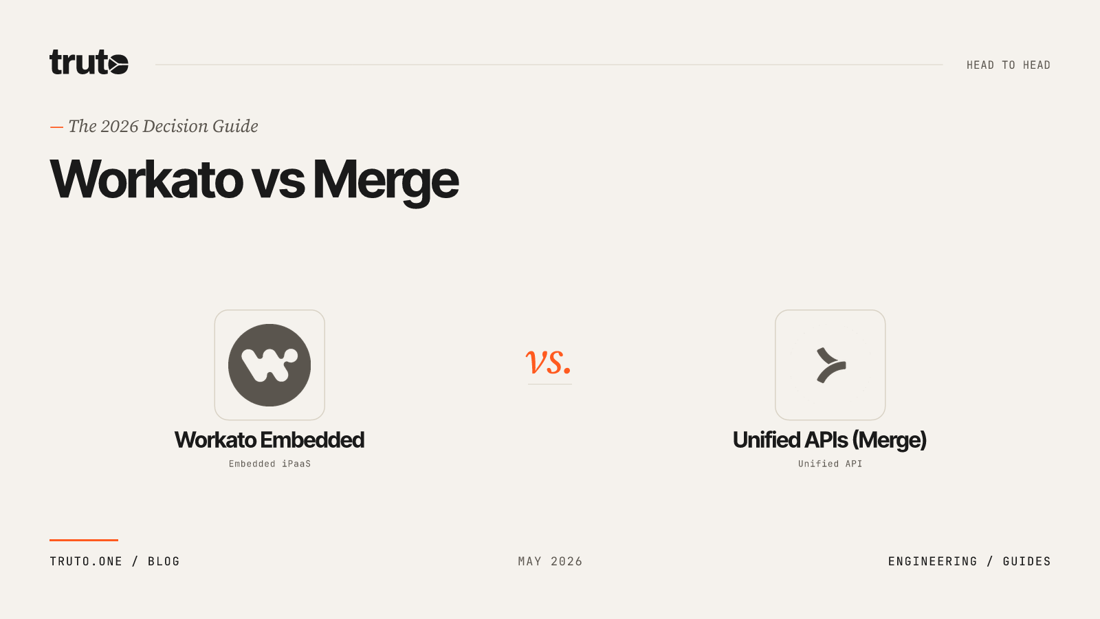 Workato Embedded vs Unified APIs (Merge): The 2026 Decision Guide